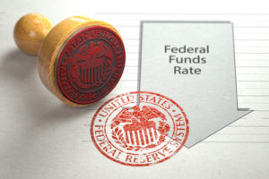 United States Federal Reserves System Stamp in red with printed graphic on paper